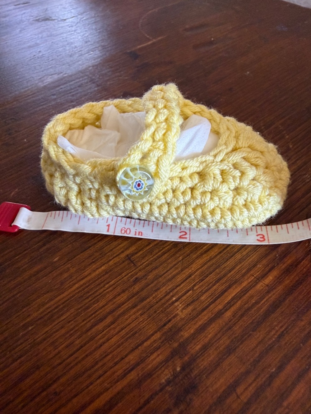 Handmade Yellow Crochet Baby Mary Jane Booties